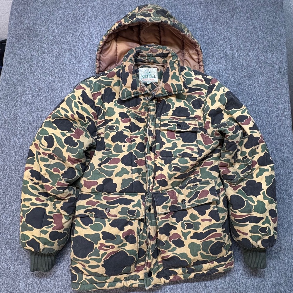 Vintage RedHead Duck Hunter Camo Hooded Hunting Jacket Insulated Parka Mens L